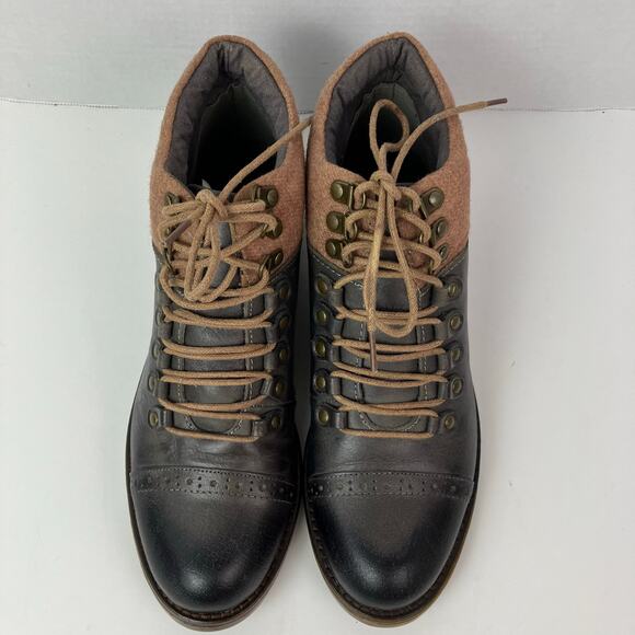 Kensie Sz 8.5 Sissel Brown Distressed Lace-up Oxford Ankle Booties Academia - Picture 7 of 16